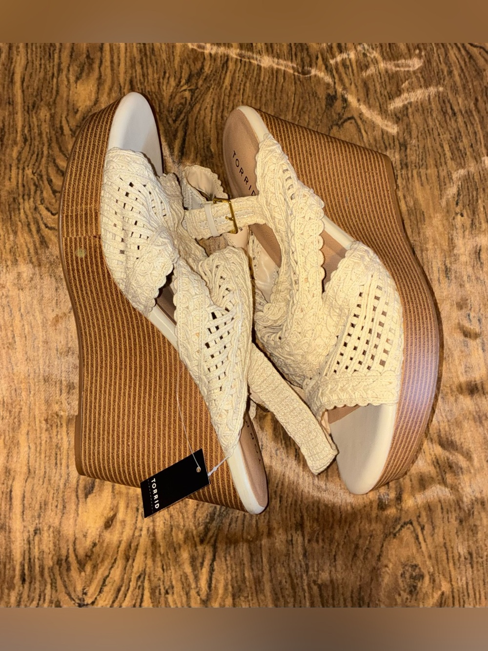 Torrid Crochet Cage Platform Wedge (WW) — Natural — Size 13 — BNWT